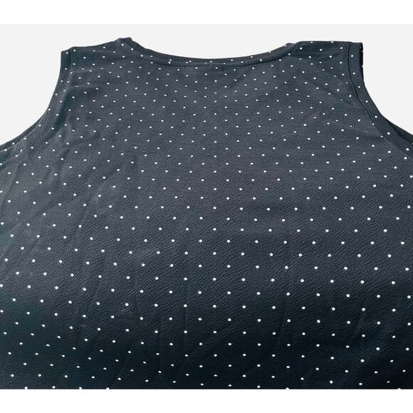 CROFT & BARROW SLEEVELESS ROUND NECK TOP, WOMENS, XXL, BLACK W/ WHITE POLKA DOTS - Picture 7 of 10